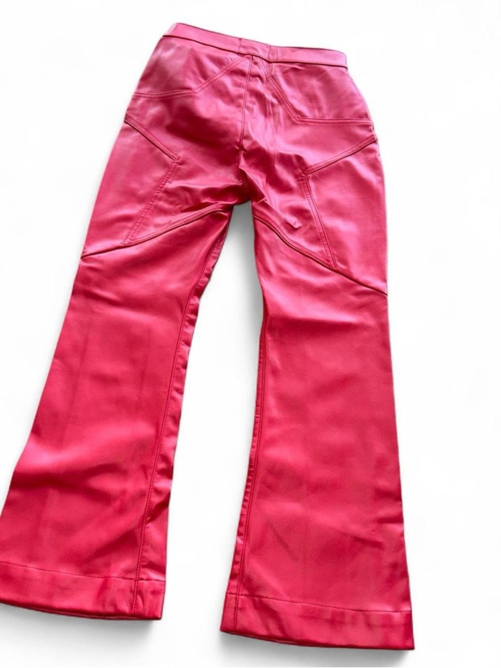 NWT Revice Red Faux Leather Venus Flare Pants - Picture 8 of 8